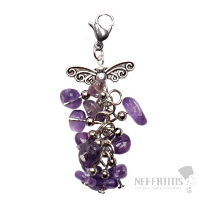 Amethyst grape pendant with angel wings