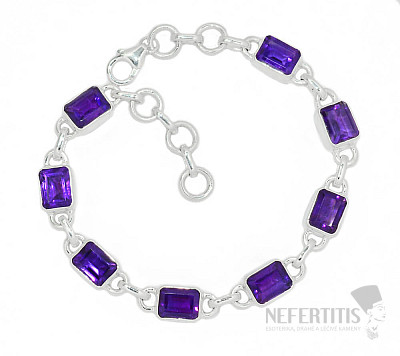 Amethyst cut bracelet silver Ag 925 B284
