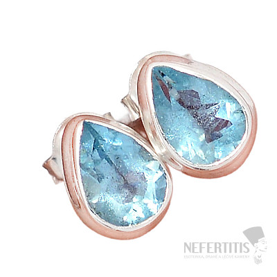 Aquamarine cut earrings stones silver Ag 925 E120