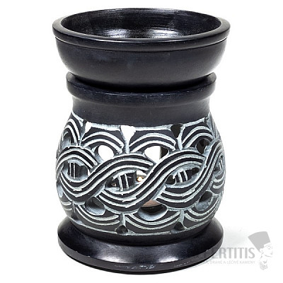Aroma lamp made of black talc Celtic knot