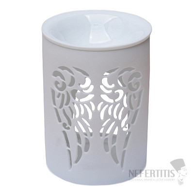 Aromalampe Keramik weiß mit Engelsflügeln