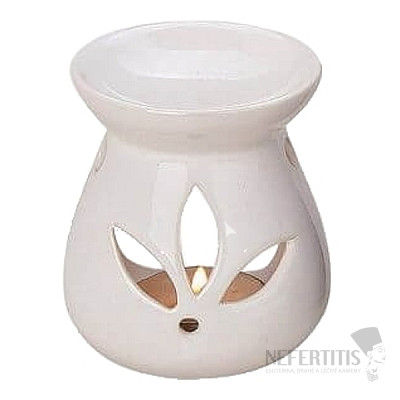 Aroma ceramic lamp with white lotus motif
