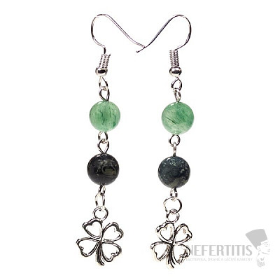 Jasper and aventurine earrings with four leaves