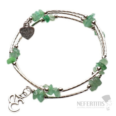 Aventurine and metal fashion triple bracelet