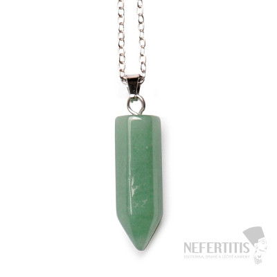 Aventurine green crystal pendant with chain