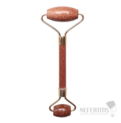 Aventurine solar massage roller gold color