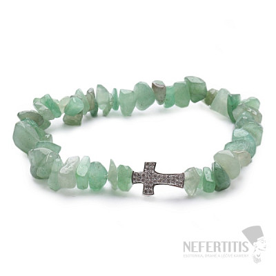 Aventurine bracelet cut with a zircon cross