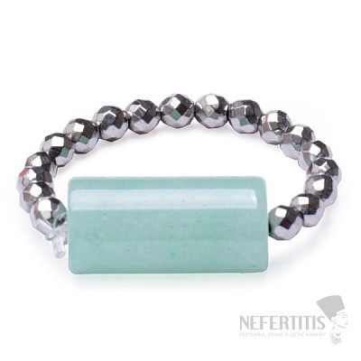 Aventurine roller elastic ring with hematite