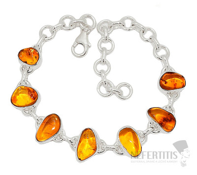 Jantár náramok striebro Ag 925 B28