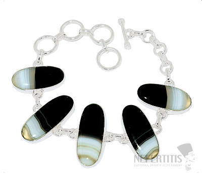 Agate black striped bracelet silver Ag 925 B70