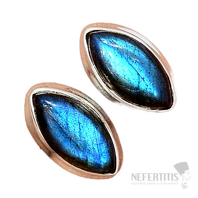 Labradorit dúhový náušnice kôstky striebro Ag 925 E1456