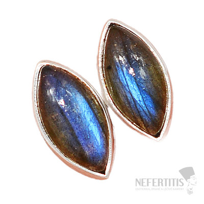 Labradorit dúhový náušnice kôstky striebro Ag 925 E1588