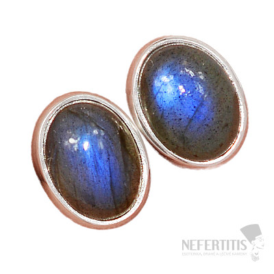 Labradorit dúhový náušnice kôstky striebro Ag 925 E1624