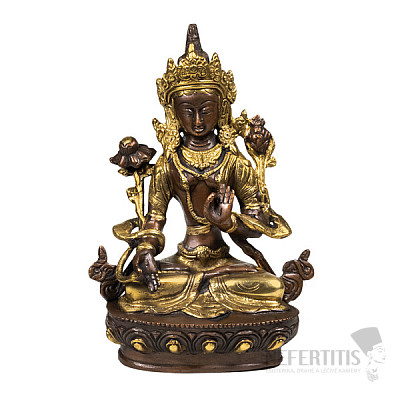 Feng Shui Statuette der Göttin Weiße Tara, Messing gefärbt