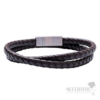 Wickelarmband aus braunem Leder für Herren 42 cm