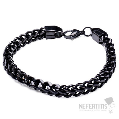 Armband Weizenkette Edelstahl schwarz 21 cm