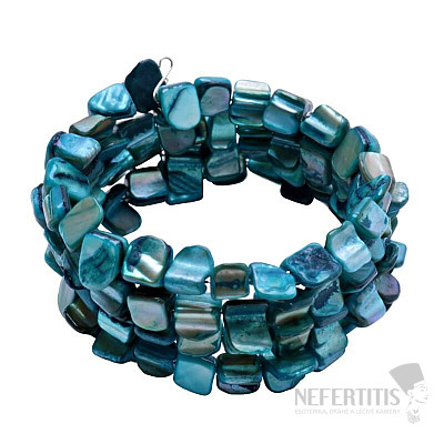 Four-row bracelet made of Blue mother-of-pearl