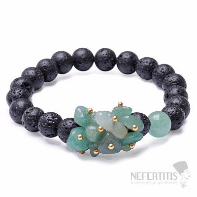 Lava stone bracelet with aventurine