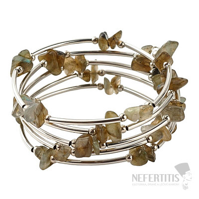Labradorite, moonstone and steel five-row fashion bracelet