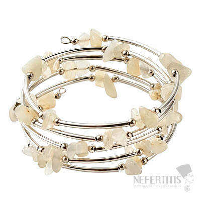 Moonstone and steel fashion five-row bracelet