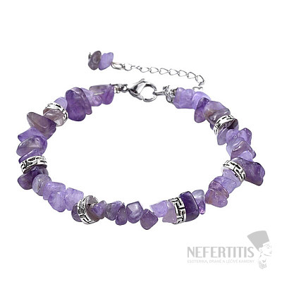 Amethyst-Armband geschnitten mit Perlen im tibetischen Stil