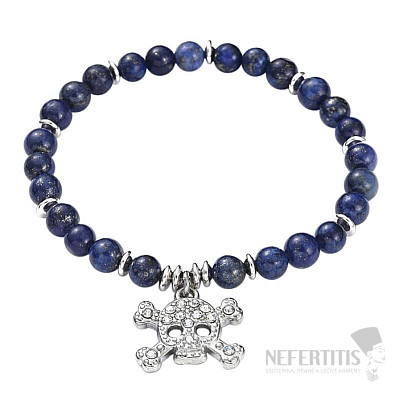 Lapislazuli-Armband mit Totenkopf