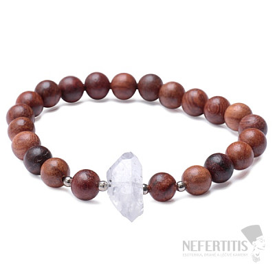 Bracelet made of wooden beads with crystal crystal