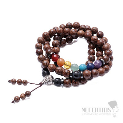 Wrap chakra bracelet made of wooden beads in Tibetan style variant 1