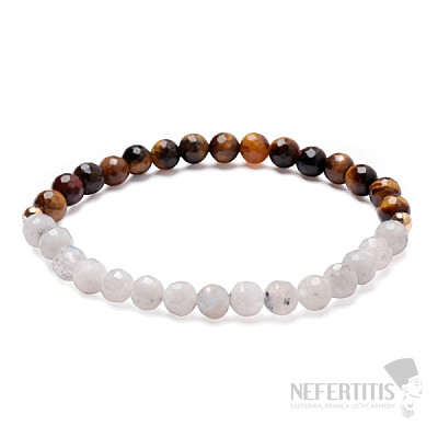 Moonstone and tiger eye cut bead bracelet