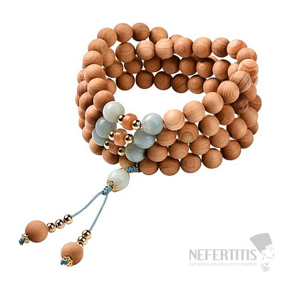 Wrap bracelet made of wooden beads in Tibetan style