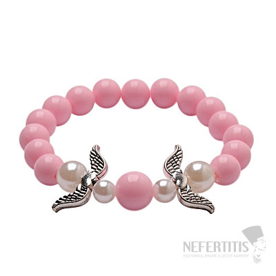 Children's bracelet Two angels pink color