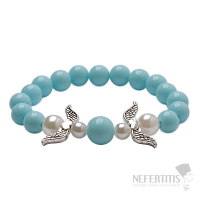 Children's bracelet Two angels turquoise color