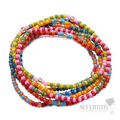 Set of 7 fashion bracelets made of colored glass beads