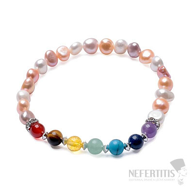 Chakra bracelet made of colored pearls