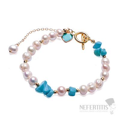 Howlit blue and white pearl bracelet