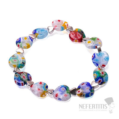 Millefiori Heart Bracelet Multicolor