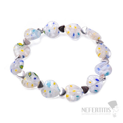 Millefiori bracelet made of white hearts