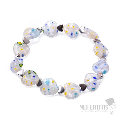 Millefiori-Armband aus weißen Herzen