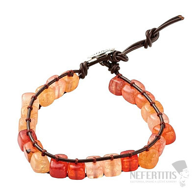 Agate orange braided bracelet made of bones