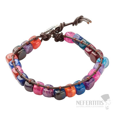 Agate multicolor braided bracelet made of bones