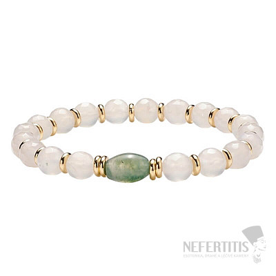White agate and moss beaded bracelet