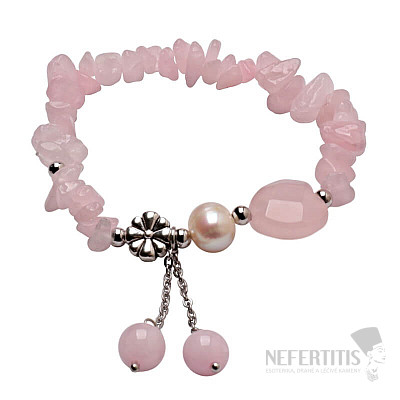 Rose quartz with pearl and heart chopped bracelet