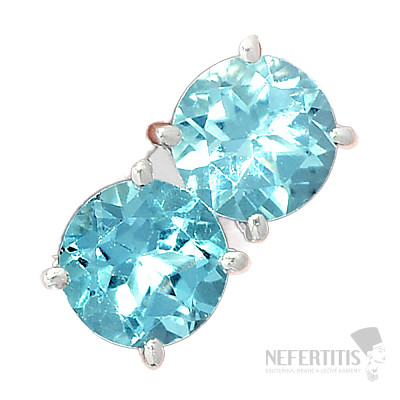 Topaz modrý brúsený náušnice kôstky striebro Ag 925 E556