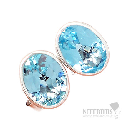 Ohrringe mit Topas-blauen Schliffsteinen, Silber Ag 925 E607