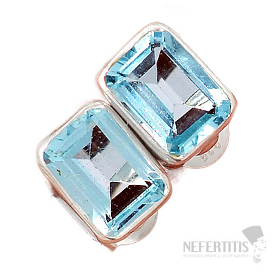 Topaz modrý broušený náušnice pecky stříbro Ag 925 E612