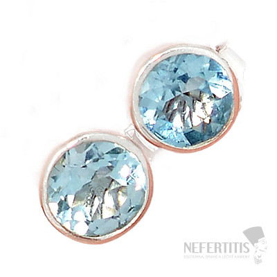 Topaz blue cut earrings stones silver Ag 925 E617