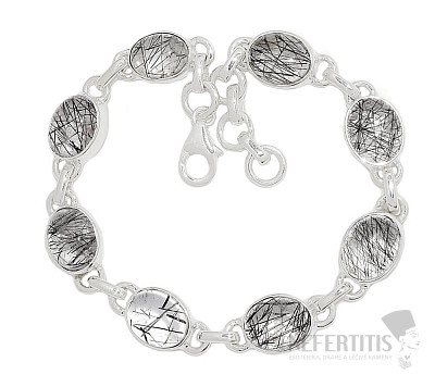 Crystal with tourmaline bracelet silver Ag 925 B156