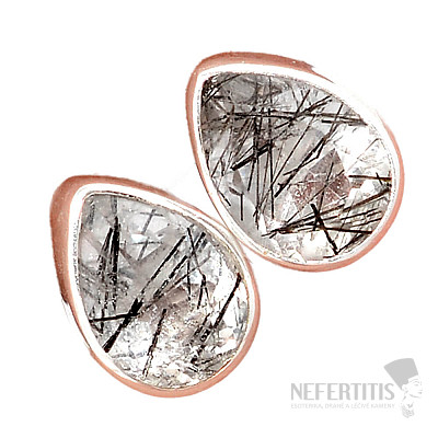 Turmalín v krištáľu brúsený náušnice kôstky striebro Ag 925 E96