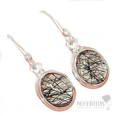 Turmalín v křišťálu náušnice stříbro Ag 925 E756