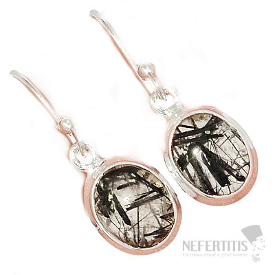 Turmalín v křišťálu náušnice stříbro Ag 925 E774